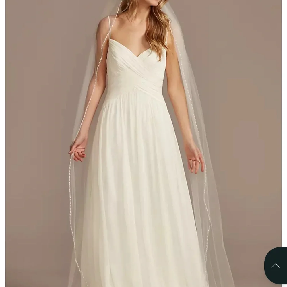 Bead and Pearl Trimmed Chapel Length Veil Davids bridal unopened from Davids bri - Picture 2 of 12